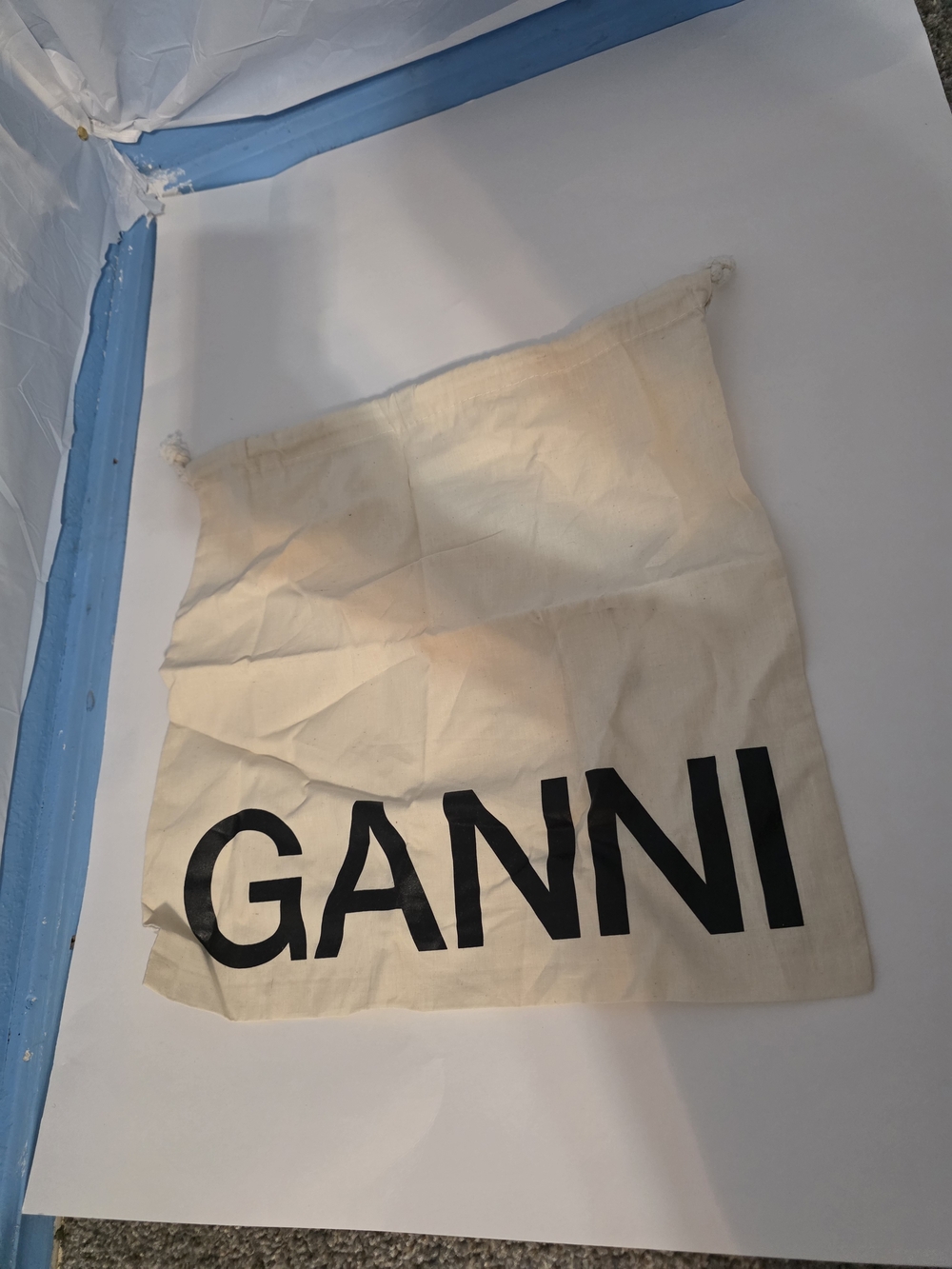 Ganni Cream Drawstring Logo Dust Bag